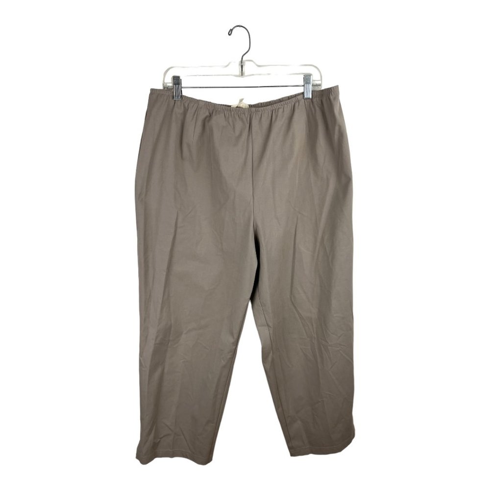 Eileen Fisher Organic Cotton Slim Ankle Pants Tan STONE Cropped Sz 2X capri